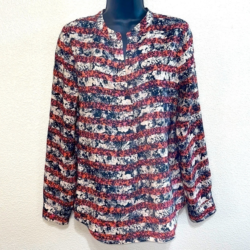 Madewell Black Flower Design 100% Silk Blouse